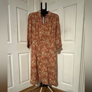 April Cornell Rust Floral Long Sleeve Dress